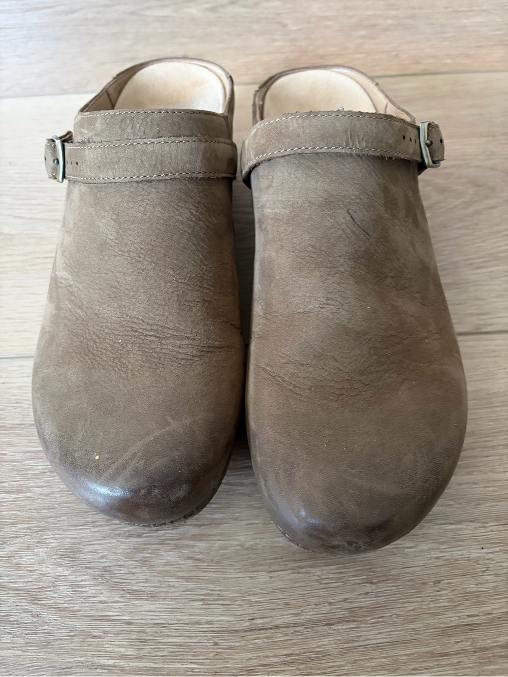 Dansko Women's Leather Clogs in Brown Taupe